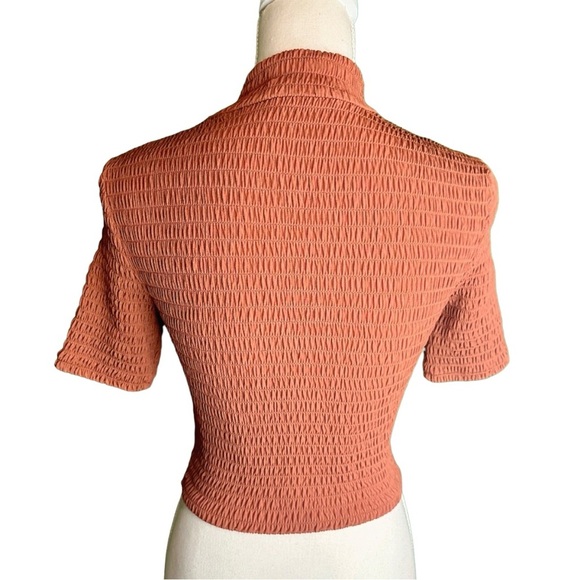 NWOT A.L.C. ‘Dana’ Smocked Mock Neck Crop Top in “Deep Amber” Size XS - Picture 12 of 14